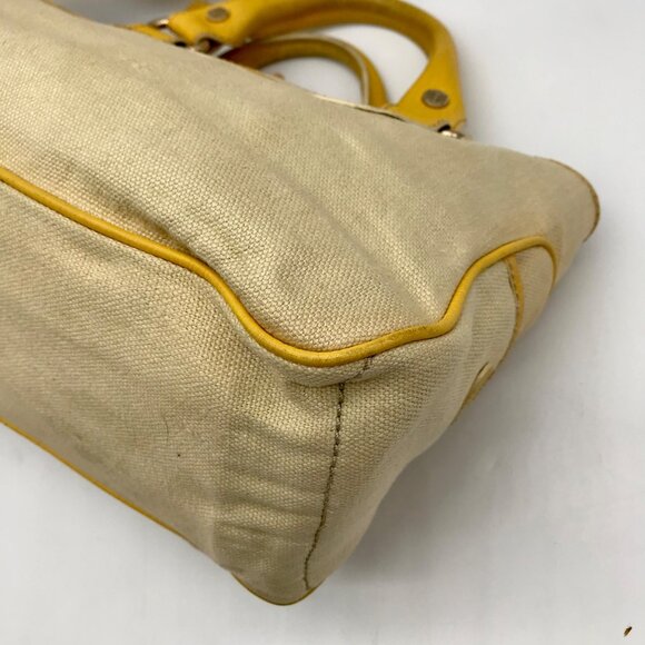 Celine Beige And Yellow Canvas Boogie Satchel Bag - Picture 8 of 10